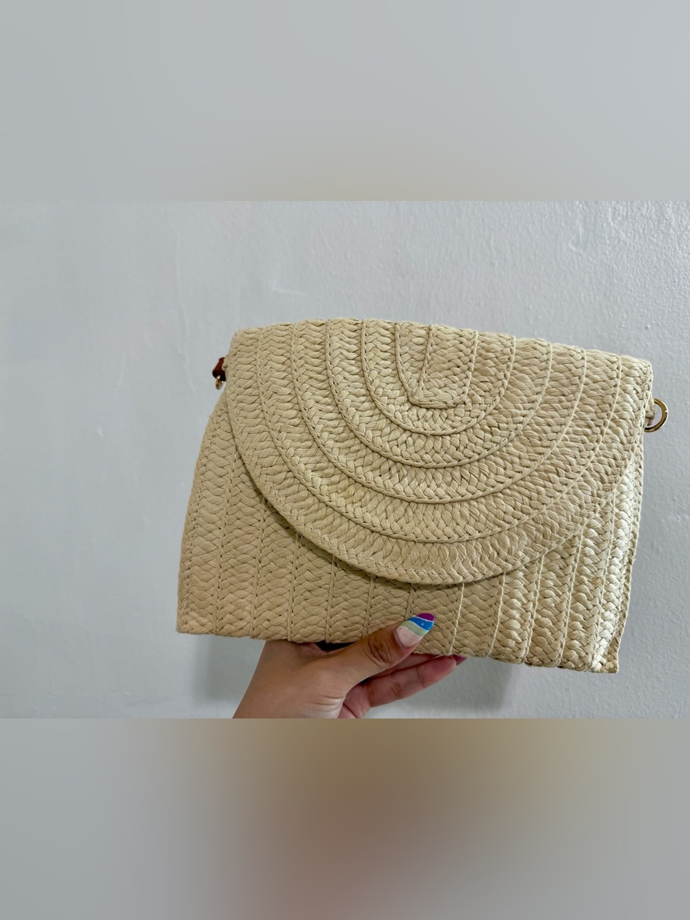Woven Straw Crossbody Bag - Cream